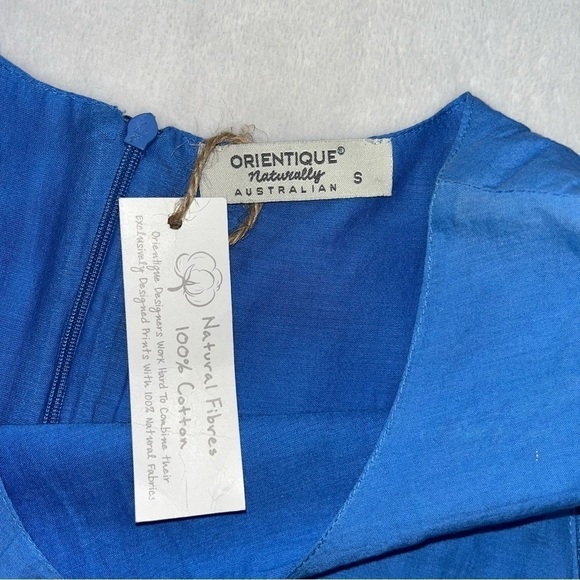 ORIENTIQUE Naturally Australian Blue Cotton Eyelet Crochet Embroidered Dress S - Picture 5 of 10